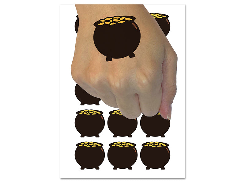 Lucky Pot of Gold Saint Patrick's Day Temporary Tattoo Water Resistant Fake Body Art Set Collection (1 Sheet)
