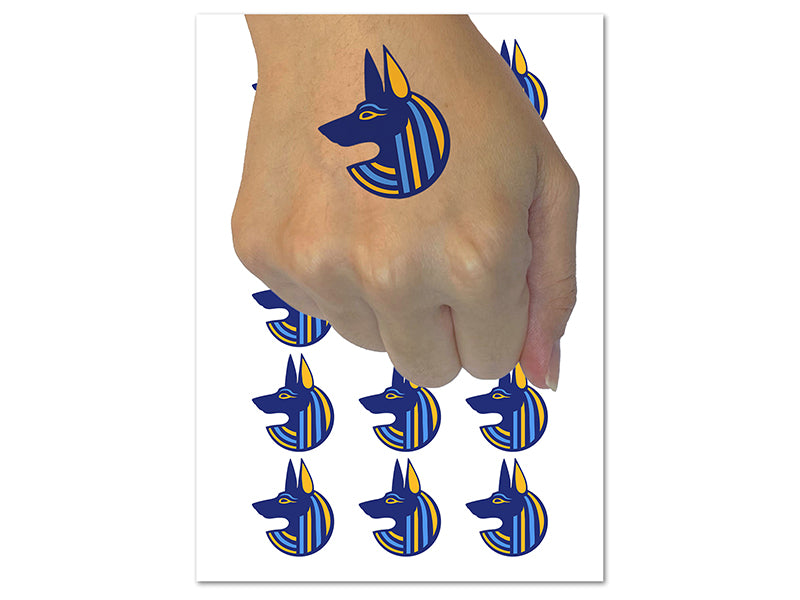 Anubis Head Egyptian God of Death Temporary Tattoo Water Resistant Fake Body Art Set Collection (1 Sheet)