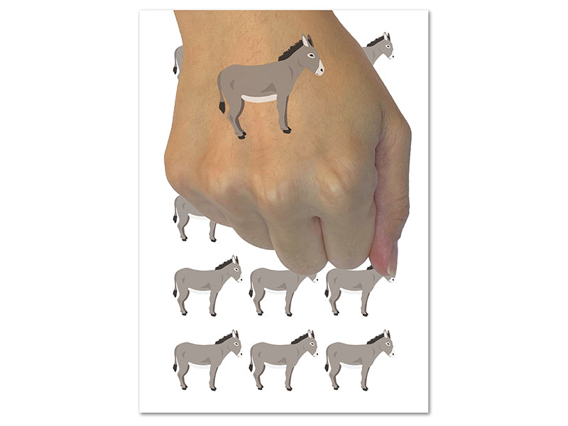 Donkey Silhouette Solid Temporary Tattoo Water Resistant Fake Body Art Set Collection (1 Sheet)