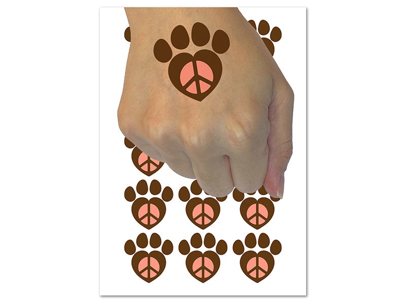 Paw Print Dog Cat Heart Peace Sign Temporary Tattoo Water Resistant Fake Body Art Set Collection (1 Sheet)