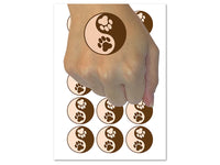 Paw Prints Yin Yang Cat Dog Temporary Tattoo Water Resistant Fake Body Art Set Collection (1 Sheet)