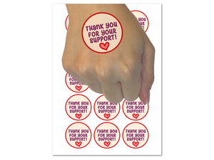 Thank You for Your Support Heart Temporary Tattoo Water Resistant Fake Body Art Set Collection (1 Sheet)