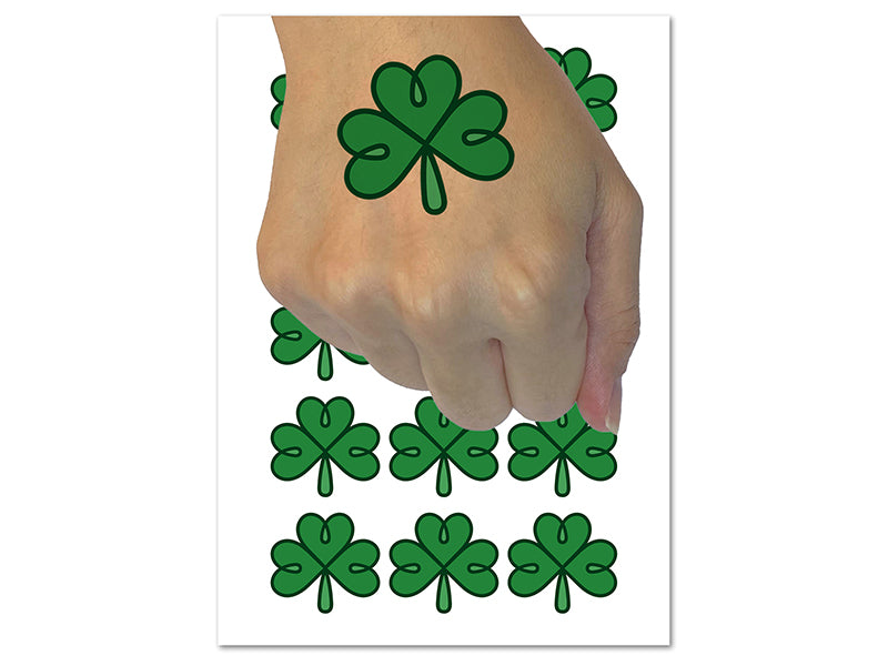 Three Leaf Clover Shamrock Tribal Celtic Knot Temporary Tattoo Water Resistant Fake Body Art Set Collection (1 Sheet)