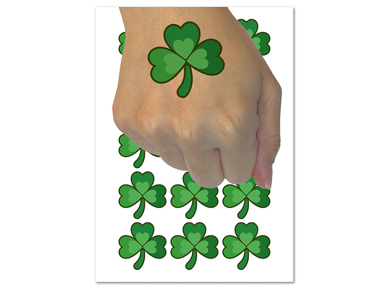 Three Leaf Clover Shamrock Temporary Tattoo Water Resistant Fake Body Art Set Collection (1 Sheet)