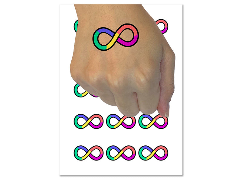 Infinity Symbol Solid Temporary Tattoo Water Resistant Fake Body Art Set Collection (1 Sheet)
