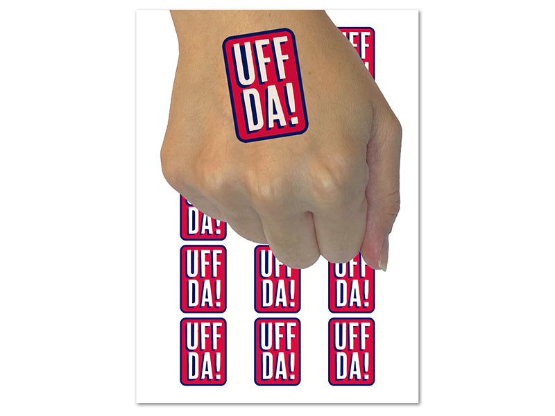 Uff Da Norwegian Ah Oh No Oops Drats Fun Text Temporary Tattoo Water Resistant Fake Body Art Set Collection (1 Sheet)