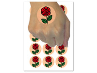 Rose Flower in Circle Temporary Tattoo Water Resistant Fake Body Art Set Collection (1 Sheet)