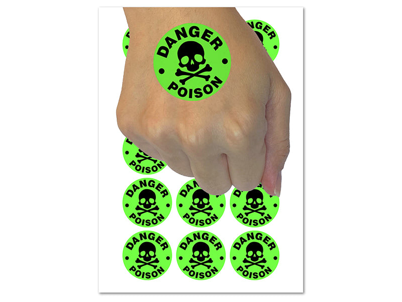 Danger Poison Skull and Cross Bones Temporary Tattoo Water Resistant Fake Body Art Set Collection (1 Sheet)