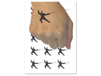 Fencer Holding Fencing Swords Temporary Tattoo Water Resistant Fake Body Art Set Collection (1 Sheet)