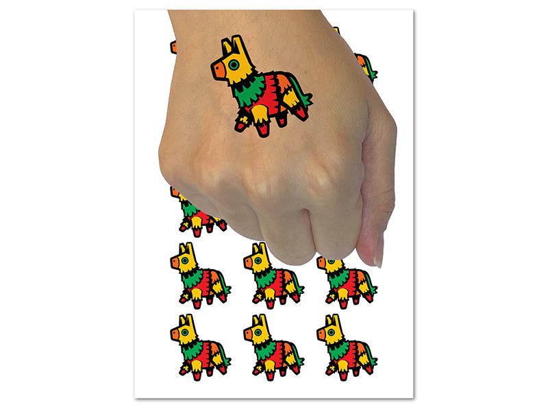Fiesta Donkey Party Pinata Temporary Tattoo Water Resistant Fake Body Art Set Collection (1 Sheet)