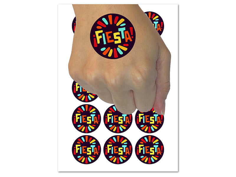 Fiesta Party Text Temporary Tattoo Water Resistant Fake Body Art Set Collection (1 Sheet)