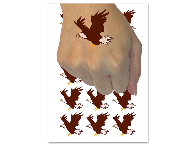 Patriotic American Bald Eagle Flying Temporary Tattoo Water Resistant Fake Body Art Set Collection (1 Sheet)