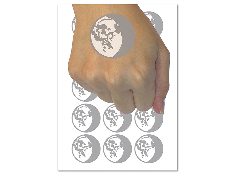 Waning Gibbous Moon Phase Temporary Tattoo Water Resistant Fake Body Art Set Collection (1 Sheet)