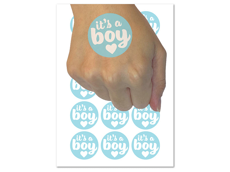 It's a Boy Baby Shower Party Temporary Tattoo Water Resistant Fake Body Art Set Collection (1 Sheet)