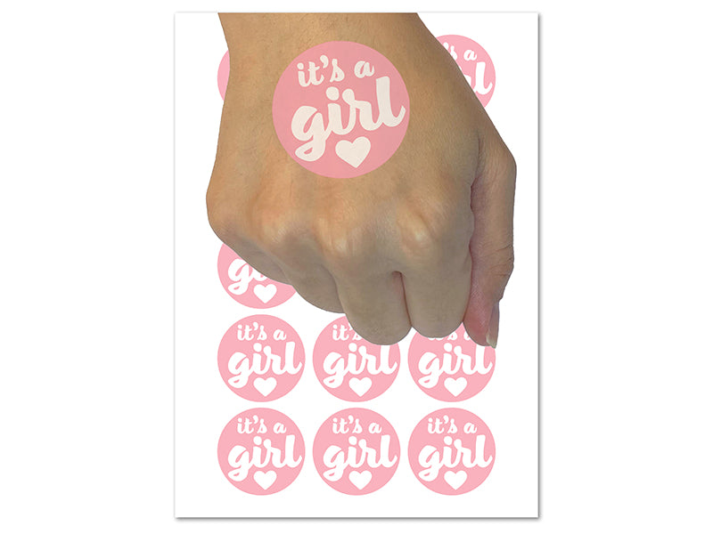 It's a Girl Baby Shower Party Temporary Tattoo Water Resistant Fake Body Art Set Collection (1 Sheet)