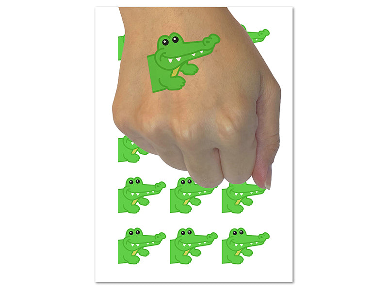 Peeking Alligator Temporary Tattoo Water Resistant Fake Body Art Set Collection (1 Sheet)