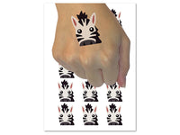 Peeking Zebra Temporary Tattoo Water Resistant Fake Body Art Set Collection (1 Sheet)
