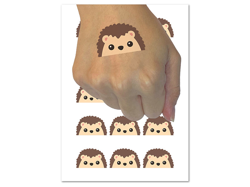 Peeking Hedgehog Temporary Tattoo Water Resistant Fake Body Art Set Collection (1 Sheet)