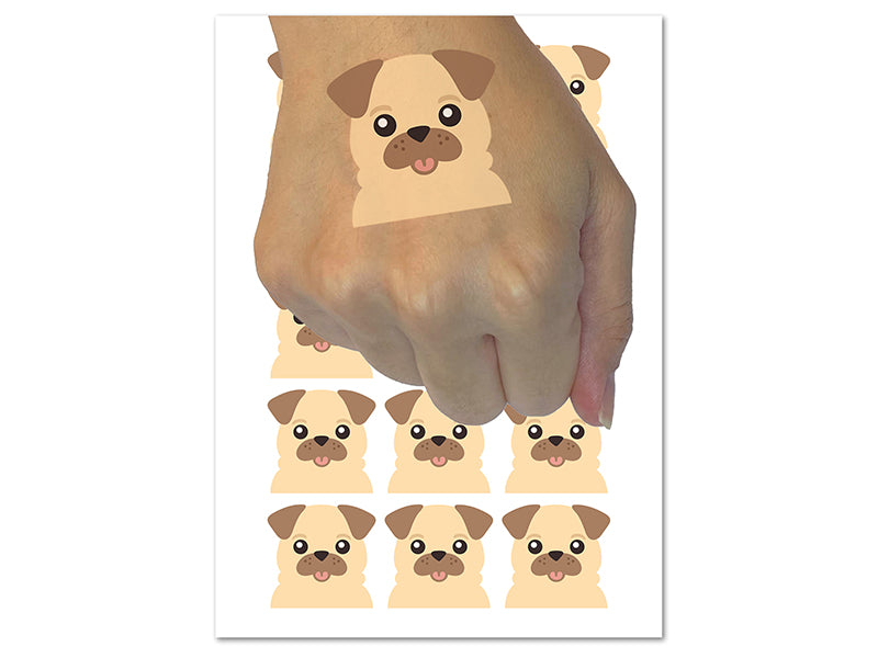 Peeking Pug Dog Temporary Tattoo Water Resistant Fake Body Art Set Collection (1 Sheet)