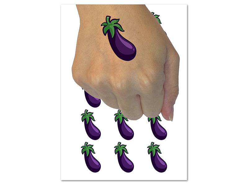 Eggplant Garden Vegetable Temporary Tattoo Water Resistant Fake Body Art Set Collection (1 Sheet)