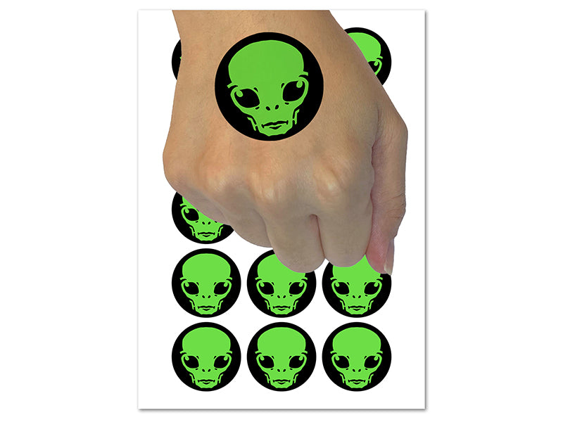 Alien Extraterrestrial UFO Head Temporary Tattoo Water Resistant Fake Body Art Set Collection (1 Sheet)