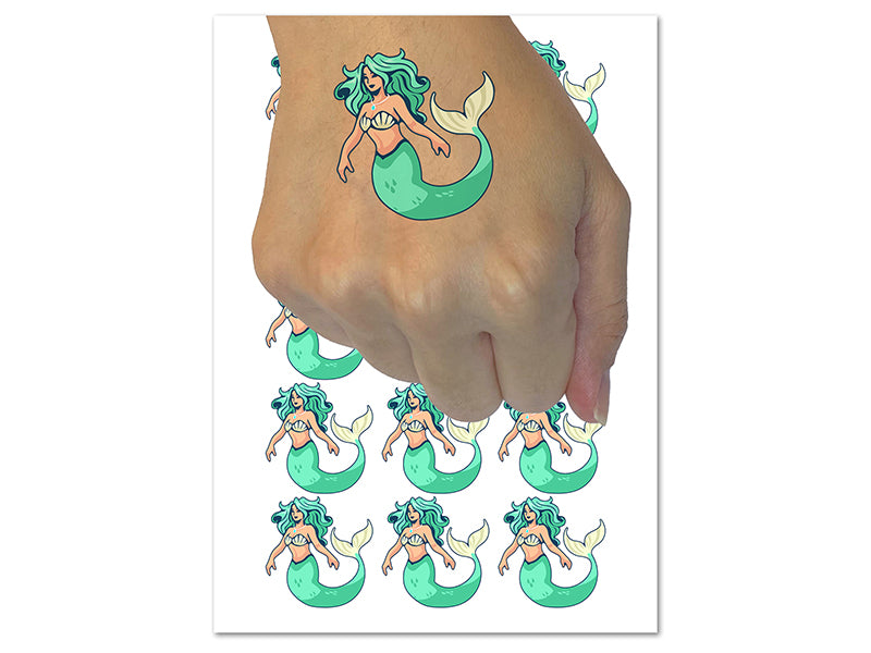 Beautiful Mythological Mermaid Temporary Tattoo Water Resistant Fake Body Art Set Collection (1 Sheet)