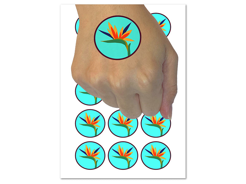Bird of Paradise Tropical Flower Flora Temporary Tattoo Water Resistant Fake Body Art Set Collection (1 Sheet)