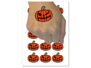 Spooky Halloween Jack o Lantern Pumpkin Temporary Tattoo Water Resistant Fake Body Art Set Collection (1 Sheet)