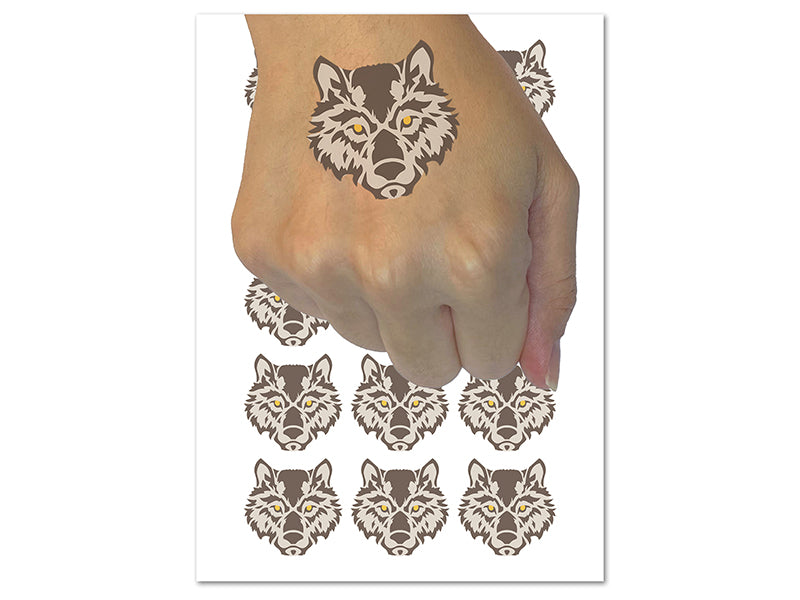 Wild Tribal Wolf Head Temporary Tattoo Water Resistant Fake Body Art Set Collection (1 Sheet)