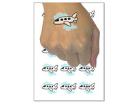 Airplane Flying Through Clouds Travel Trip Temporary Tattoo Water Resistant Fake Body Art Set Collection (1 Sheet)
