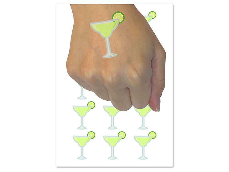 Margarita Cocktail with Lime Temporary Tattoo Water Resistant Fake Body Art Set Collection (1 Sheet)