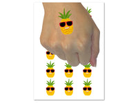 Pineapple with Sunglasses Temporary Tattoo Water Resistant Fake Body Art Set Collection (1 Sheet)