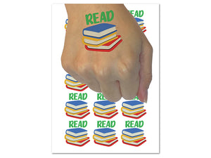 Read Stack of Books Temporary Tattoo Water Resistant Fake Body Art Set Collection (1 Sheet)