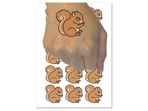 Baby Squirrel Woodland Animal Temporary Tattoo Water Resistant Fake Body Art Set Collection (1 Sheet)