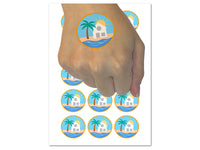 Beach House Palm Tree Ocean Temporary Tattoo Water Resistant Fake Body Art Set Collection (1 Sheet)