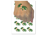 Chibi Parasaurolophus Dinosaur Temporary Tattoo Water Resistant Fake Body Art Set Collection (1 Sheet)