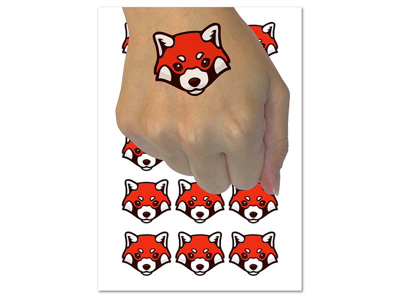 Red Panda Face Temporary Tattoo Water Resistant Fake Body Art Set Collection (1 Sheet)