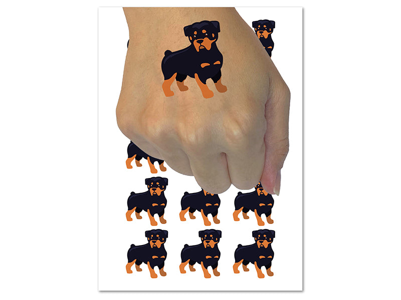Rottweiler Rottie Standing Dog Temporary Tattoo Water Resistant Fake Body Art Set Collection (1 Sheet)