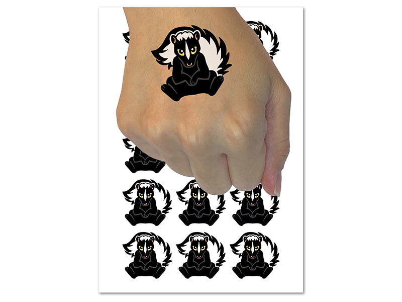 Sweet Skunk Sitting Temporary Tattoo Water Resistant Fake Body Art Set Collection (1 Sheet)