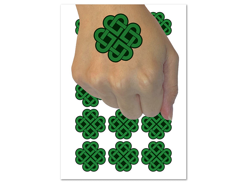 Celtic Shamrock Knot Silhouette Temporary Tattoo Water Resistant Fake Body Art Set Collection (1 Sheet)