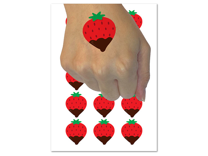 Cute and Delicious Chocolate Covered Strawberry Temporary Tattoo Water Resistant Fake Body Art Set Collection (1 Sheet)