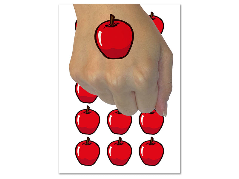 Juicy Apple Fruit Summer Harvest Teacher Temporary Tattoo Water Resistant Fake Body Art Set Collection (1 Sheet)
