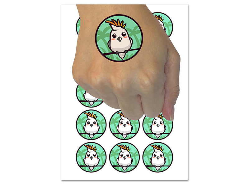 Precious Kawaii Chibi Sulphur-Crested Cockatoo Temporary Tattoo Water Resistant Fake Body Art Set Collection (1 Sheet)