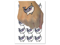 Sweet Kawaii Chibi Narwhal Temporary Tattoo Water Resistant Fake Body Art Set Collection (1 Sheet)