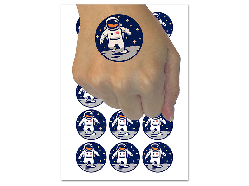 Astronaut In Space on the Moon Temporary Tattoo Water Resistant Fake Body Art Set Collection (1 Sheet)