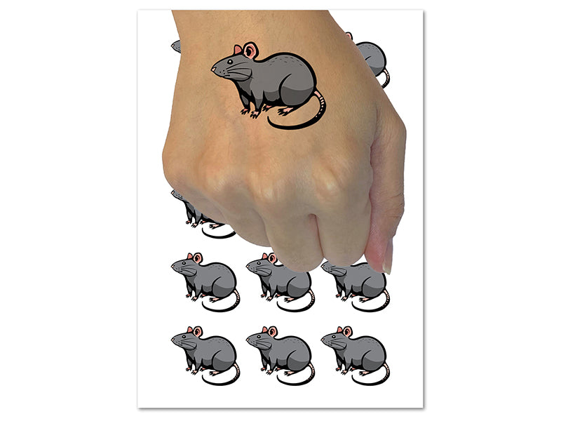 Curious Rat Rodent Temporary Tattoo Water Resistant Fake Body Art Set Collection (1 Sheet)