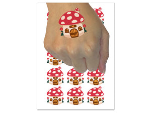 Cute Mushroom Gnome Home Temporary Tattoo Water Resistant Fake Body Art Set Collection (1 Sheet)