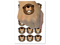 Cute Toothy Beaver Head Temporary Tattoo Water Resistant Fake Body Art Set Collection (1 Sheet)
