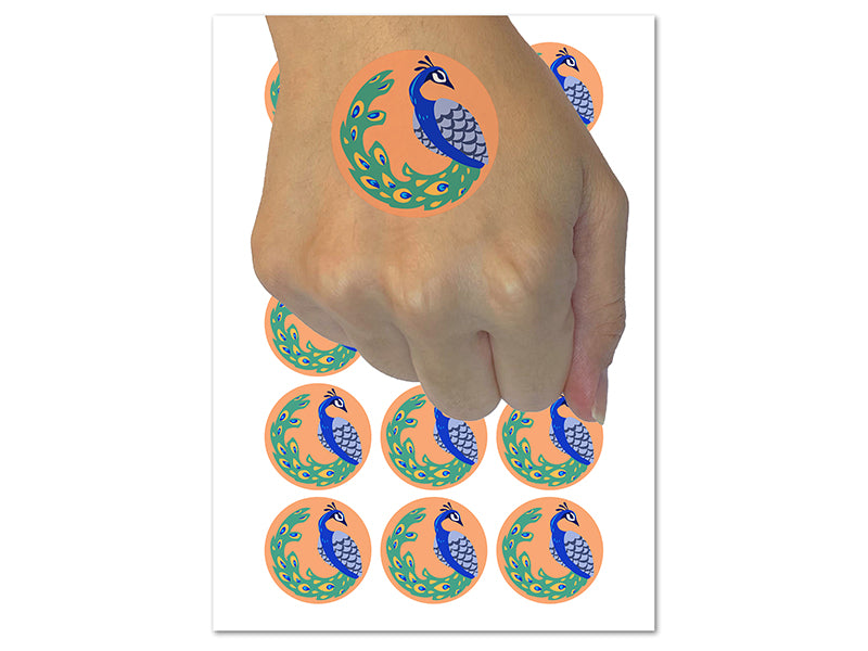 Elegant Sitting Peacock Temporary Tattoo Water Resistant Fake Body Art Set Collection (1 Sheet)