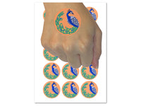 Elegant Sitting Peacock Temporary Tattoo Water Resistant Fake Body Art Set Collection (1 Sheet)